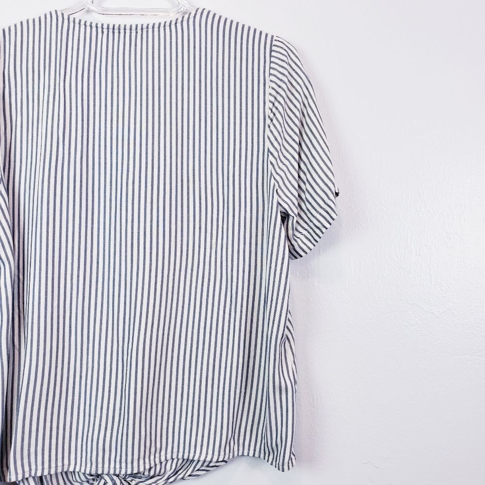 Madewell Novel Tie Front Top Striped Blue Moon - Picture 7 of 10